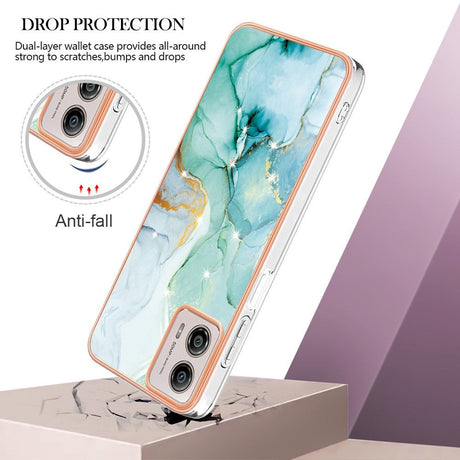 Motorola Moto G53 / G23 / G13 Hybrid Plastik Mobil Cover - Grøn Marmor