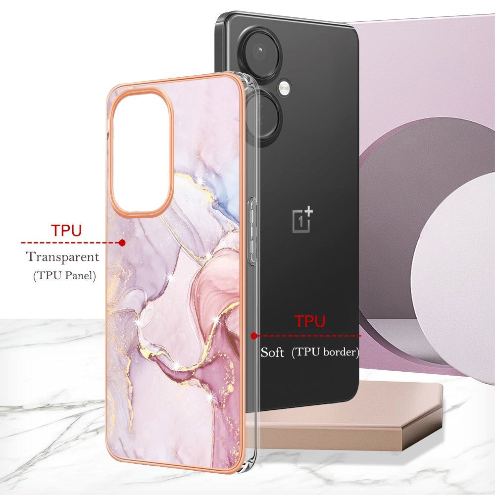 OnePlus Nord CE 3 Lite (5G) Hybrid Plastik Mobil Cover - Lyserød Marmor