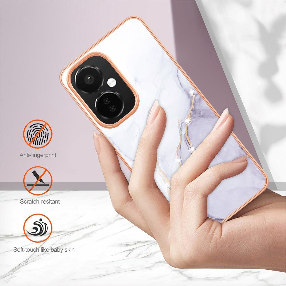 OnePlus Nord CE 3 Lite (5G) Hybrid Plastik Mobil Cover - Hvid / Lilla Marmor