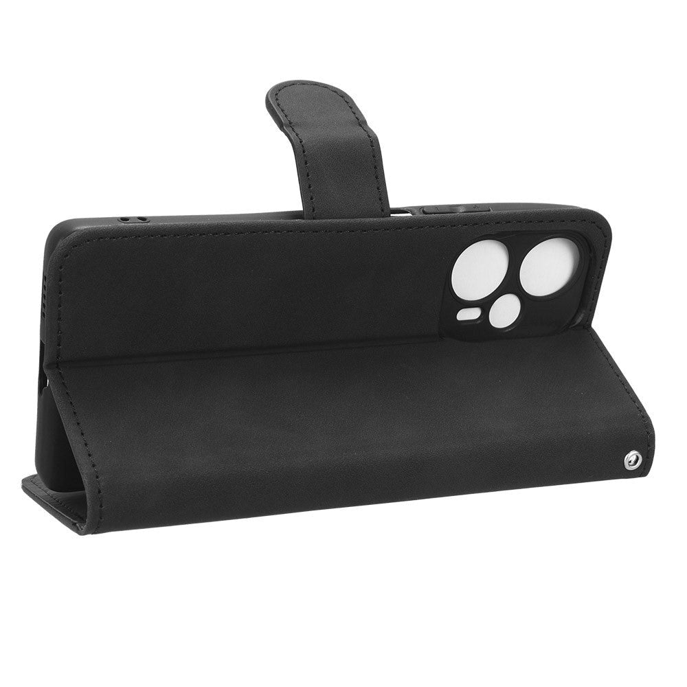 Xiaomi Poco F5 Læder Mobil Cover m. Pung og Ståfunktion - Sort