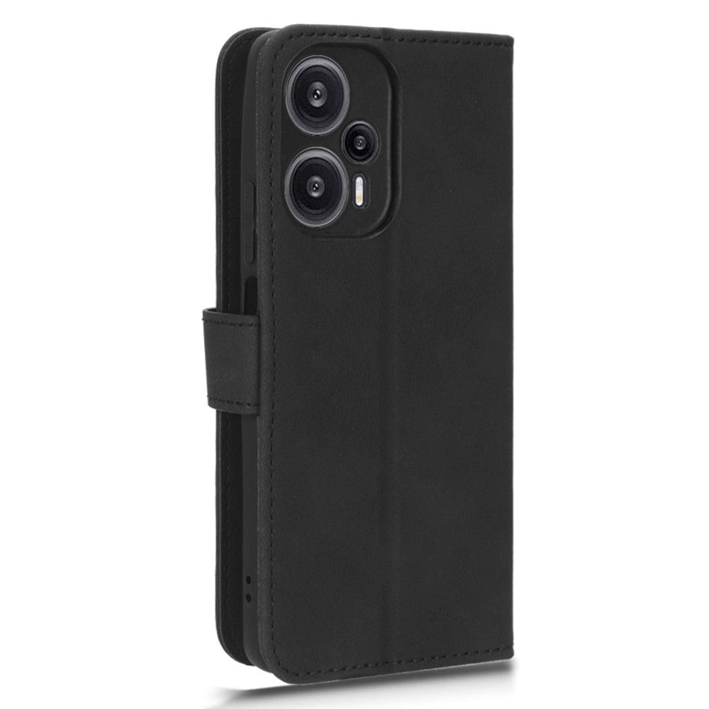 Xiaomi Poco F5 Læder Mobil Cover m. Pung og Ståfunktion - Sort