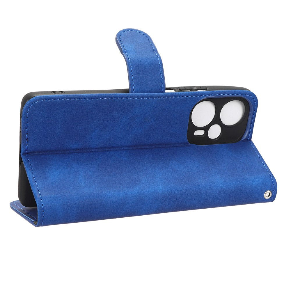 Xiaomi Poco F5 Læder Mobil Cover m. Pung og Ståfunktion - Blå