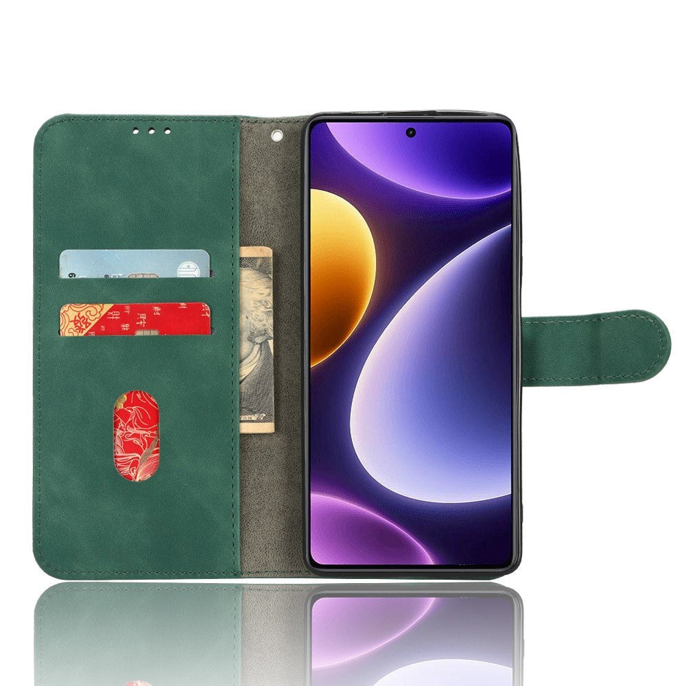 Xiaomi Poco F5 Læder Mobil Cover m. Pung og Ståfunktion - Grøn