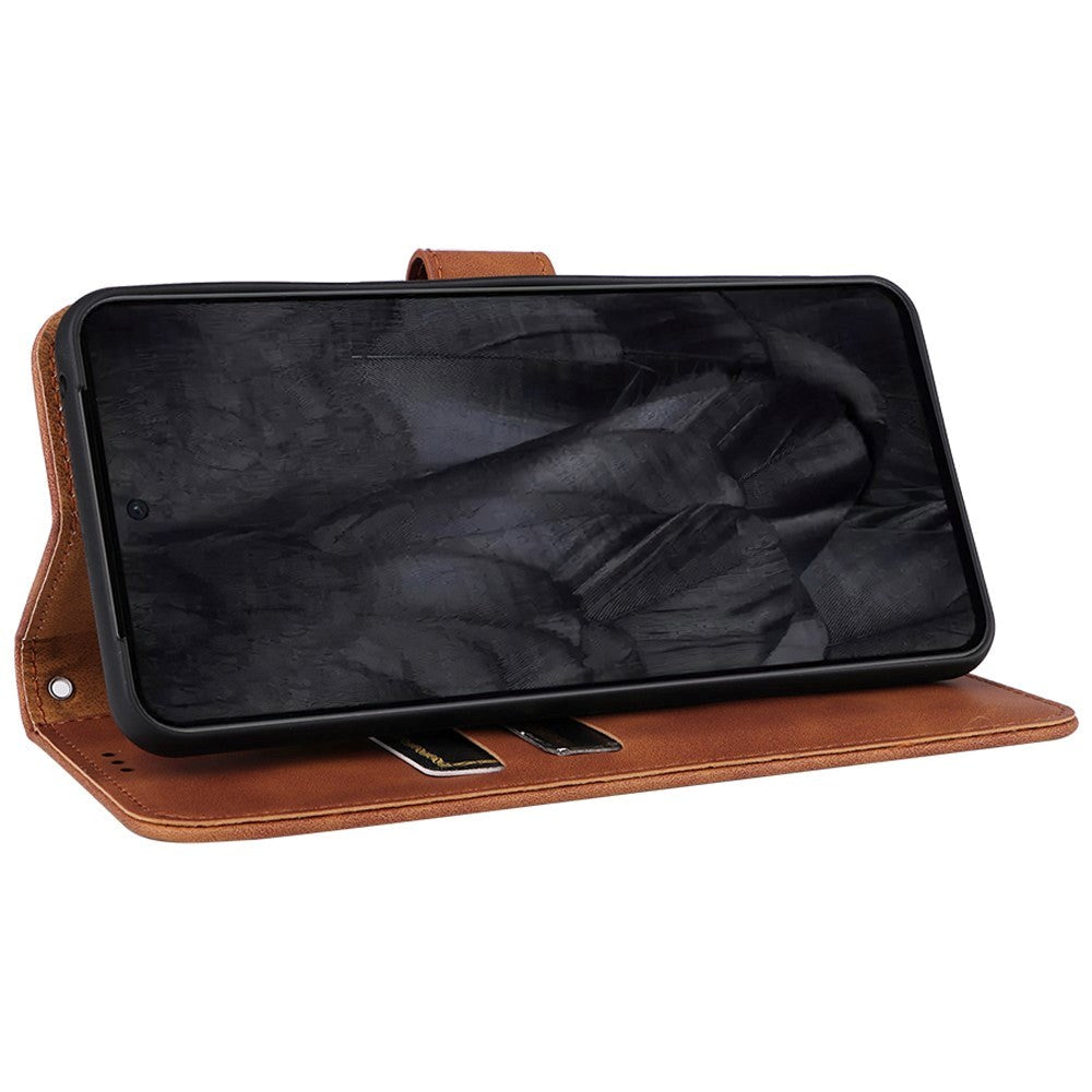 Google Pixel 8 Pro Læder Mobil Cover m. Pung og Ståfunktion - Brun
