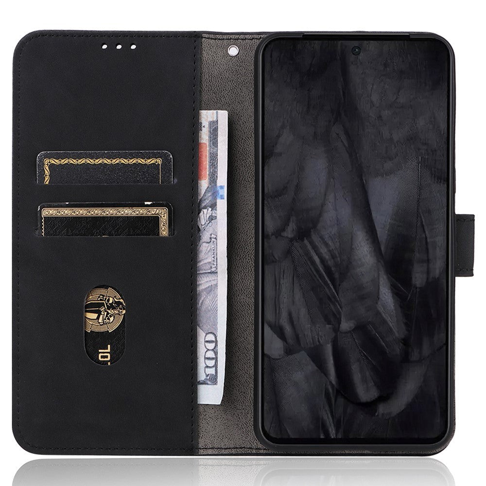 Google Pixel 8 Pro Læder Mobil Cover m. Pung og Ståfunktion - Sort