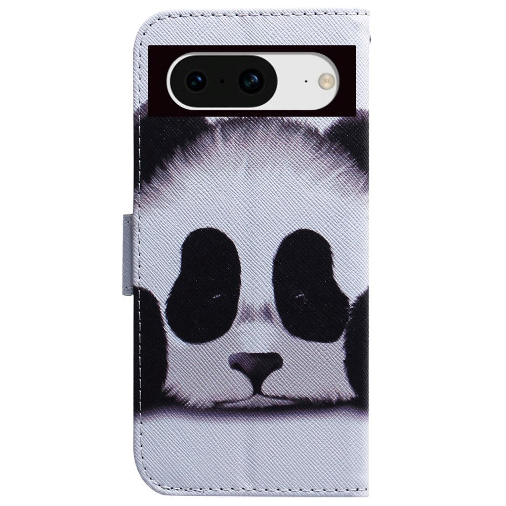 Google Pixel 8 Læder Mobil Cover m. Pung & Print - Panda