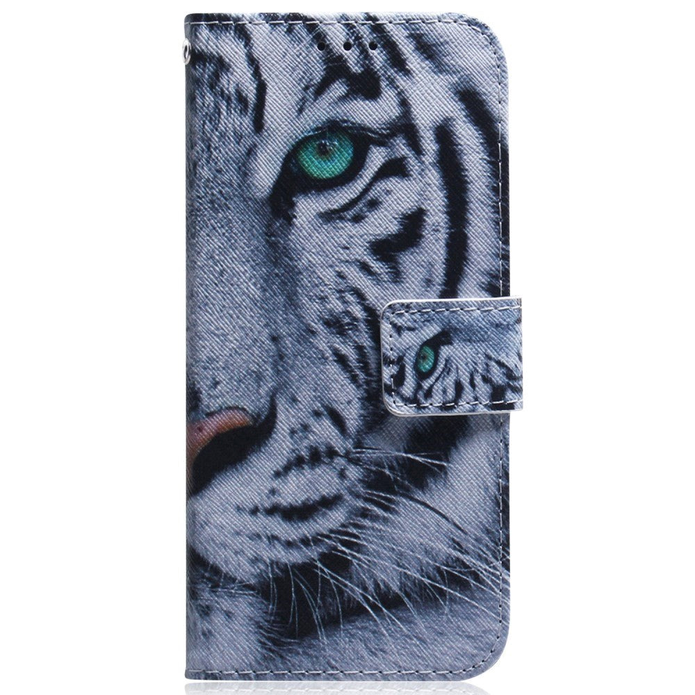 Google Pixel 8 Læder Mobil Cover m. Pung & Print - Tiger