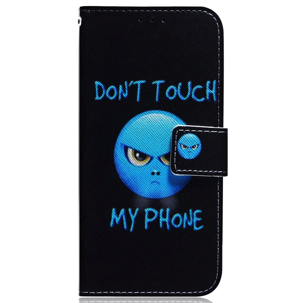 Google Pixel 8 Læder Mobil Cover m. Pung & Print - "Don't Touch My Phone"