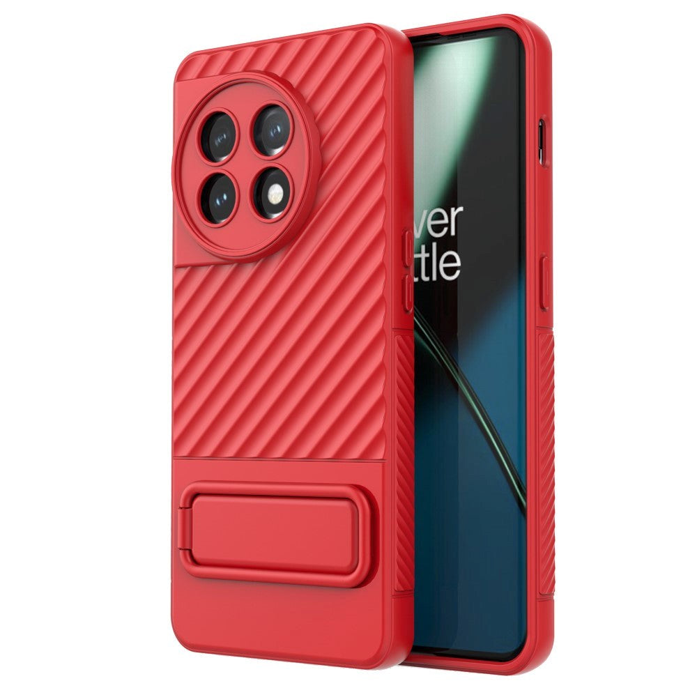 OnePlus 11 Rugged Plastik Mobil Cover m. Kickstand - Rød