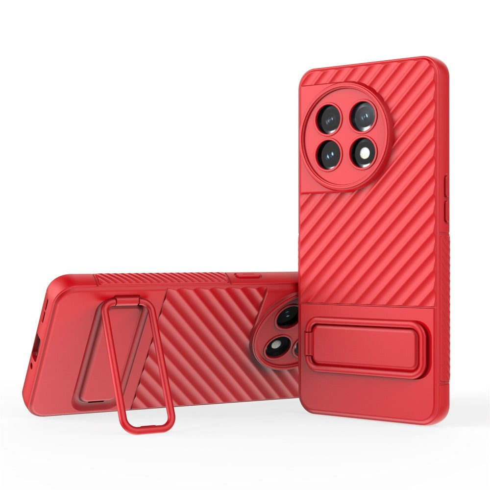 OnePlus 11 Rugged Plastik Mobil Cover m. Kickstand - Rød