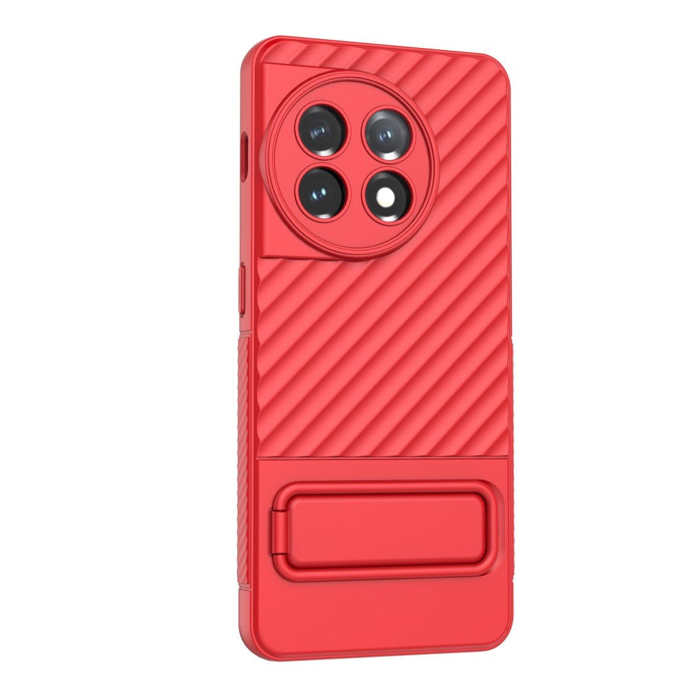 OnePlus 11 Rugged Plastik Mobil Cover m. Kickstand - Rød