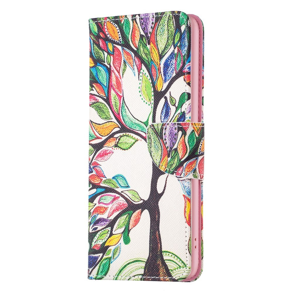 Nokia C22 Læder Mobil Cover m. Pung & Print - Farverigt Træ