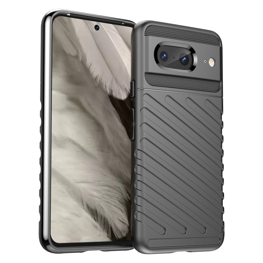 Google Pixel 8 Thunder Series Twill Plastik Mobil Cover - Sort