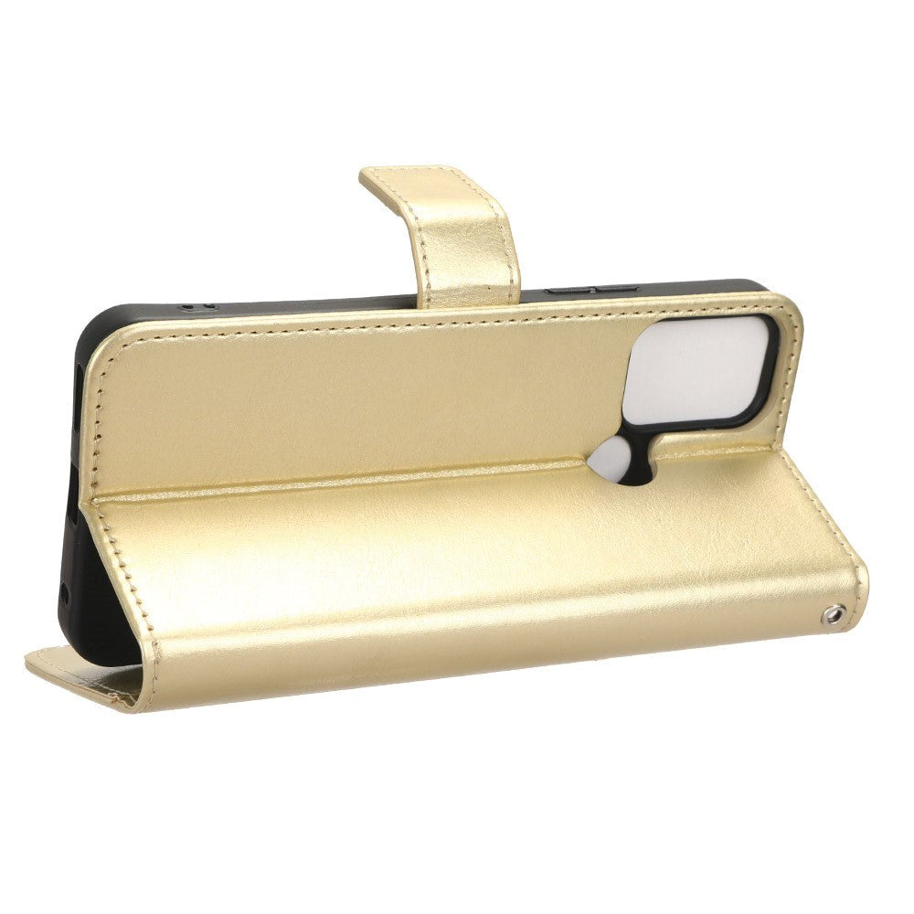 Nokia C22 Læder Mobil Cover m. Pung og Strop - Guld