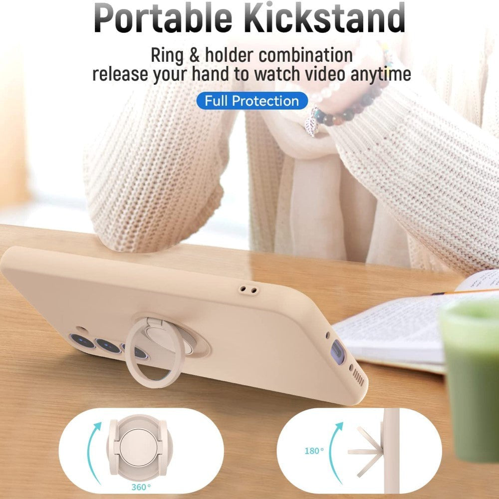Samsung Galaxy A54 (5G) Hærdet Glas Skærmbeskyttelse + Silikone Mobil Cover med Ring Holder & Strop - Lyserød