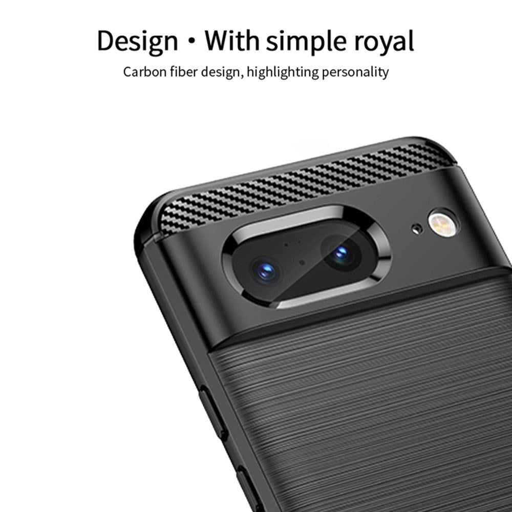 Google Pixel 8 Brushed Carbon Mobil Cover - Sort