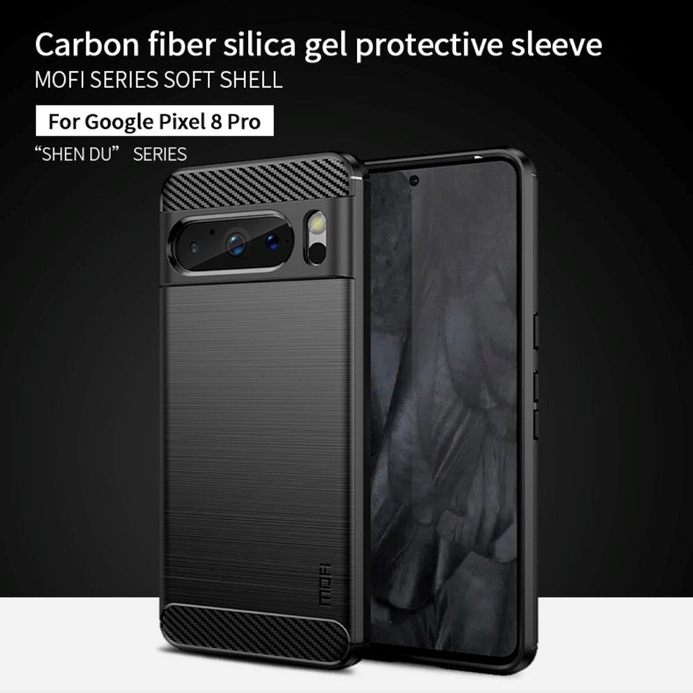 Google Pixel 8 Pro Brushed Carbon Mobil Cover - Sort