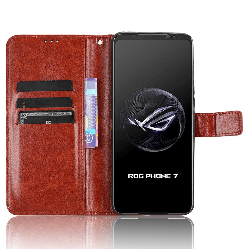 Asus ROG Phone 7 Læder Mobil Cover m. Pung & Strop - Brun