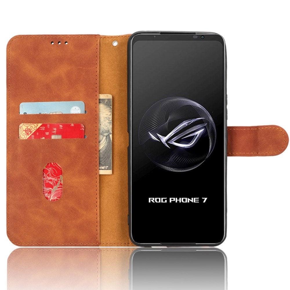 Asus ROG Phone 7 Kunstlæder Mobil Cover m. Pung & Strop - Brun