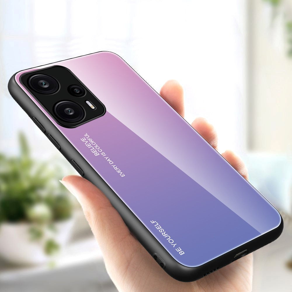 Xiaomi Poco F5 Mobil Cover m. Glas Bagside - Lyserød / Lilla