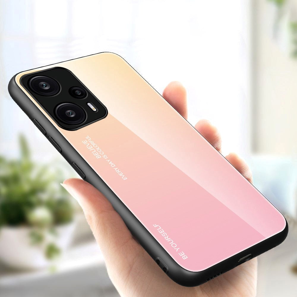 Xiaomi Poco F5 Mobil Cover m. Glas Bagside - Lyserød