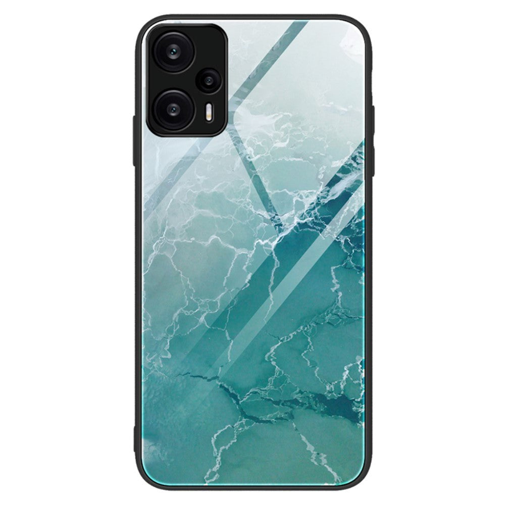 Xiaomi Poco F5 Mobil Cover m. Glasbagside - Turkis Marmor