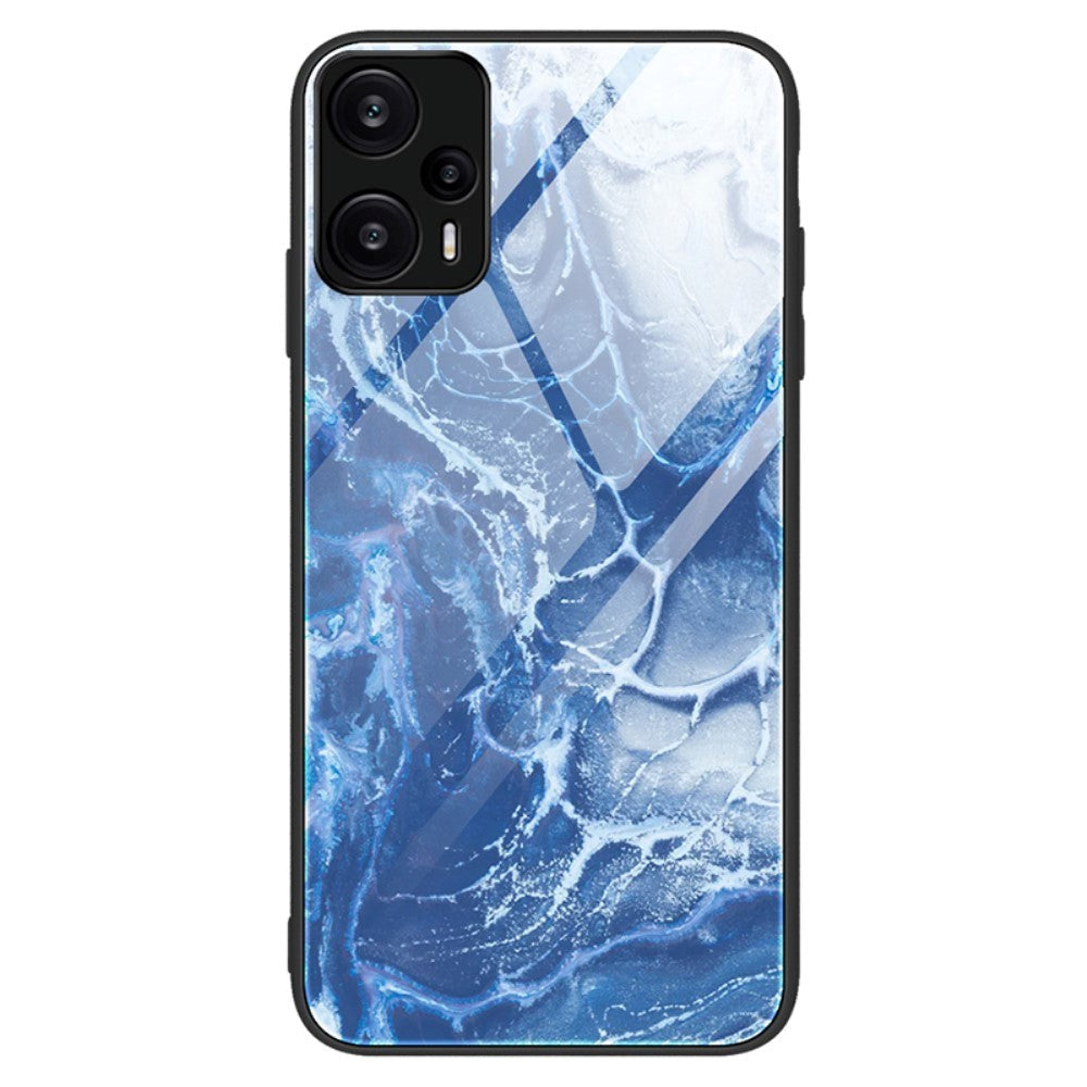 Xiaomi Poco F5 Mobil Cover m. Glasbagside - Blå Marmor