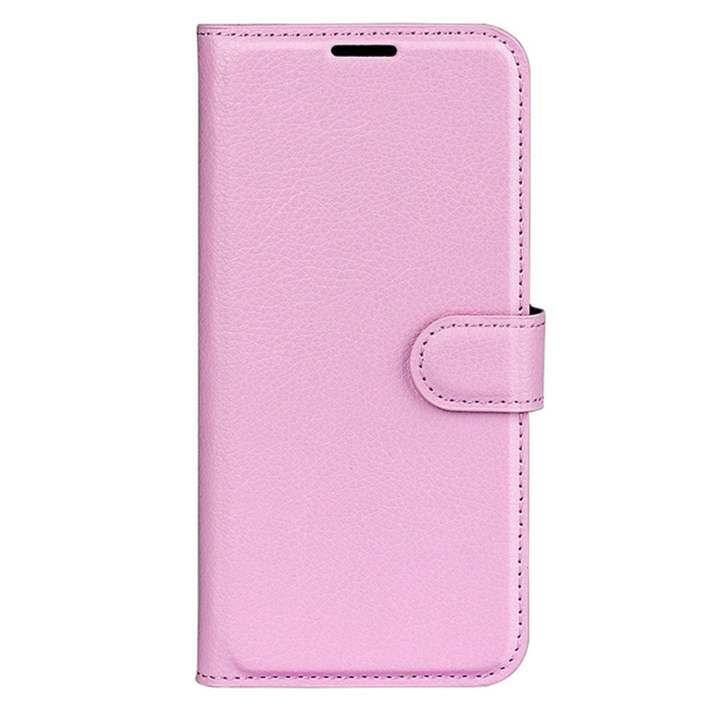 Huawei P60 Pro Litchi Læder Mobil Cover m. Pung - Lyserød