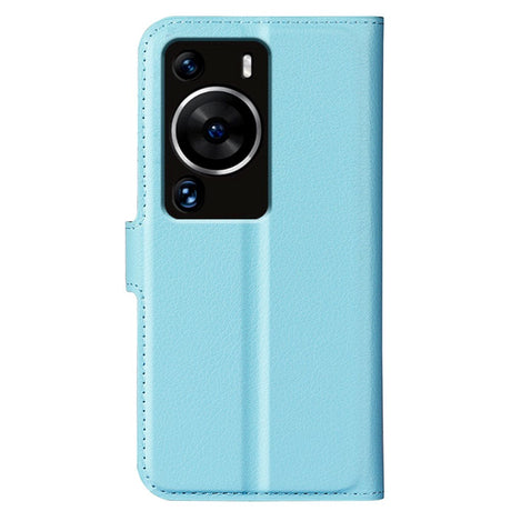 Huawei P60 Pro Litchi Læder Mobil Cover m. Pung - Blå