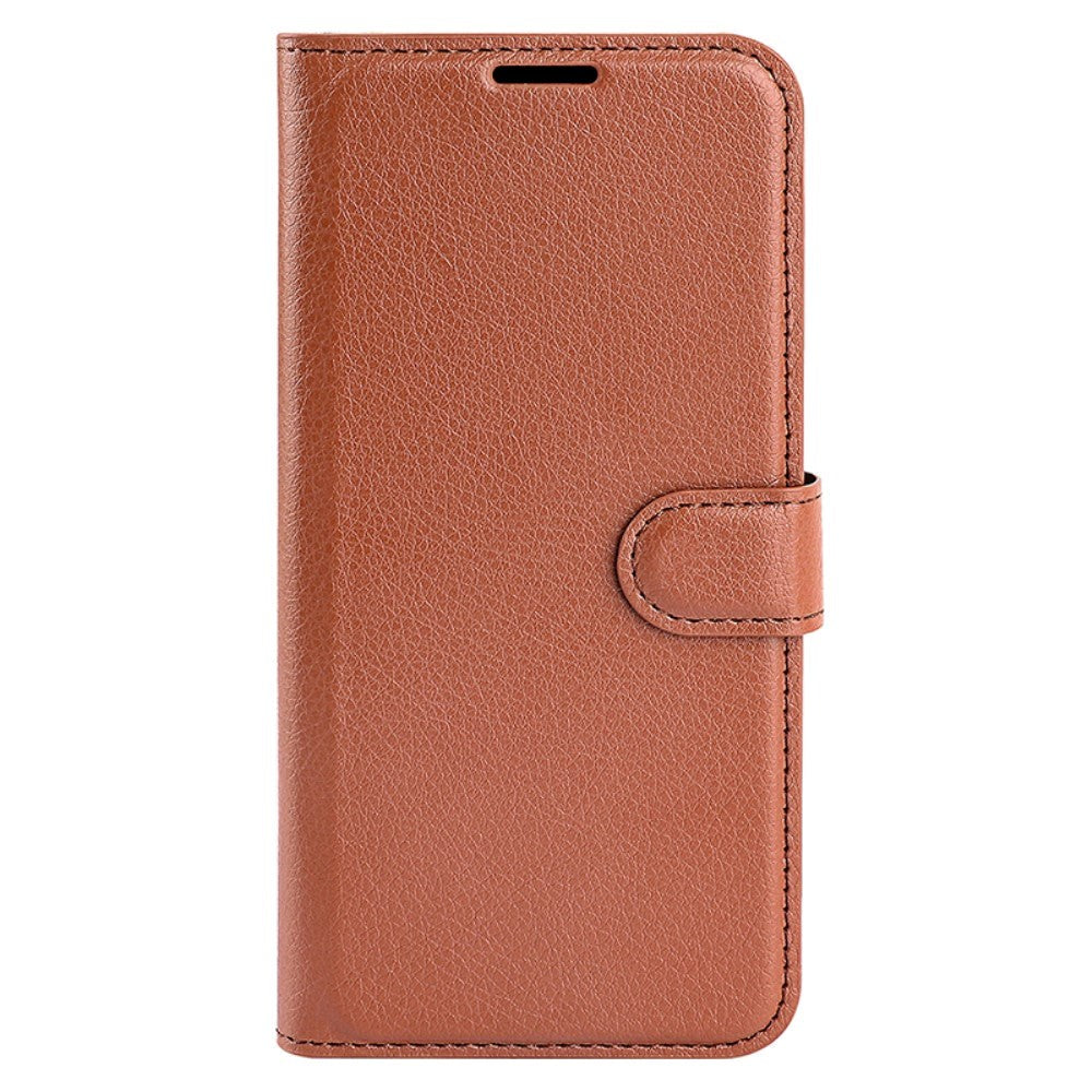 Huawei P60 Pro Litchi Læder Mobil Cover m. Pung - Brun