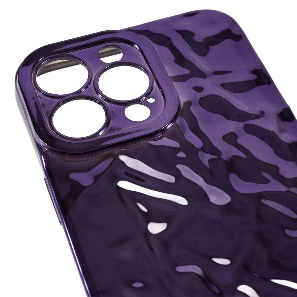 iPhone 13 Pro Skinnende Fleksibel Plastik Mobil Cover - Bølget Design - Lilla