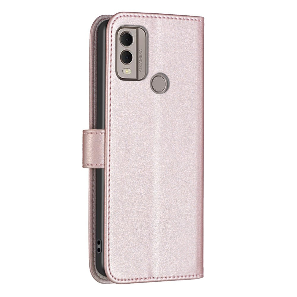 Nokia C22 Læder Mobil Flip Cover m. Pung og Ståfunktion - Rose Gold