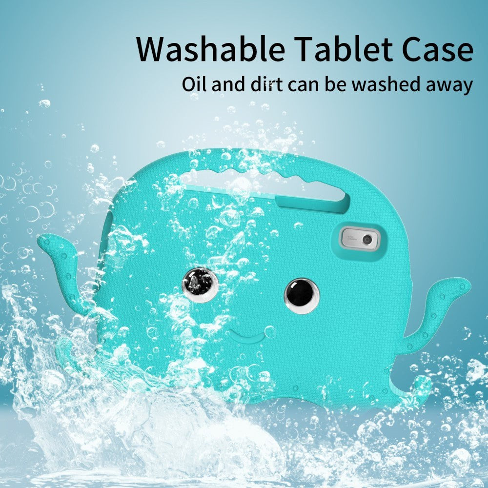 Lenovo Tab M9 Børne Tablet Cover m. Skulderstrop & Håndholder - Blæksprutte - Turkis