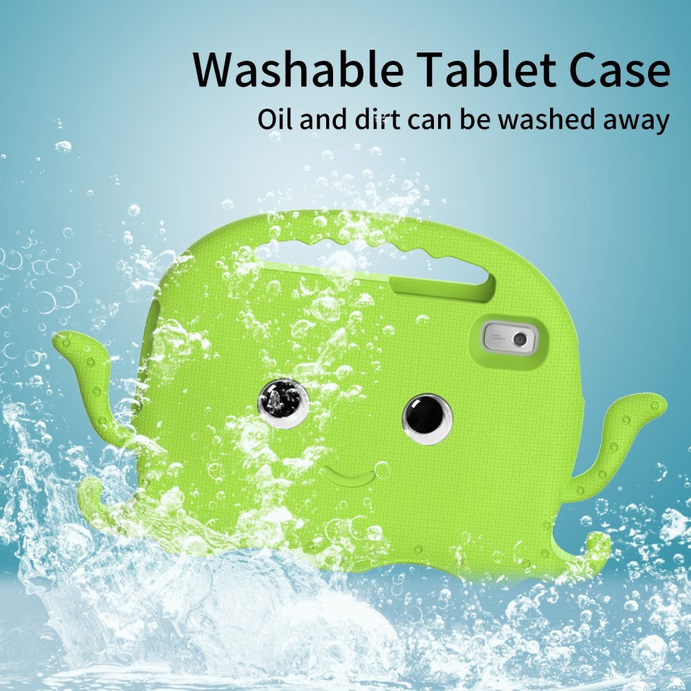 Lenovo Tab M9 Børne Tablet Cover m. Skulderstrop & Håndholder - Blæksprutte - Grøn