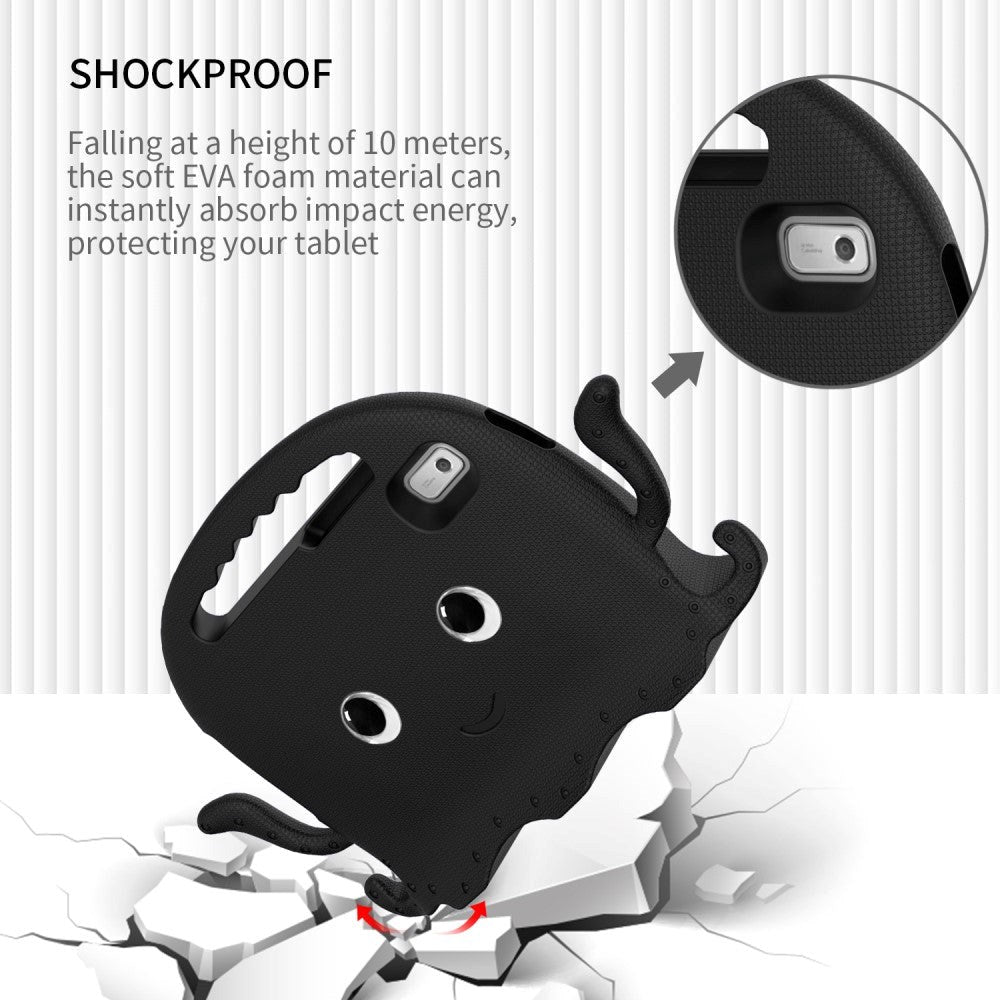 Lenovo Tab M9 Børne Tablet Cover m. Skulderstrop & Håndholder - Blæksprutte - Sort