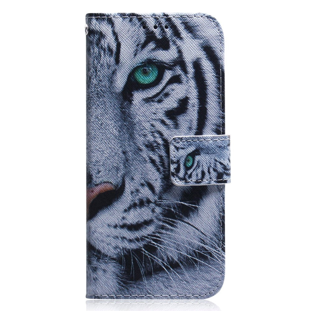 Nokia C22 Læder Mobil Cover m. Pung & Print - Tiger
