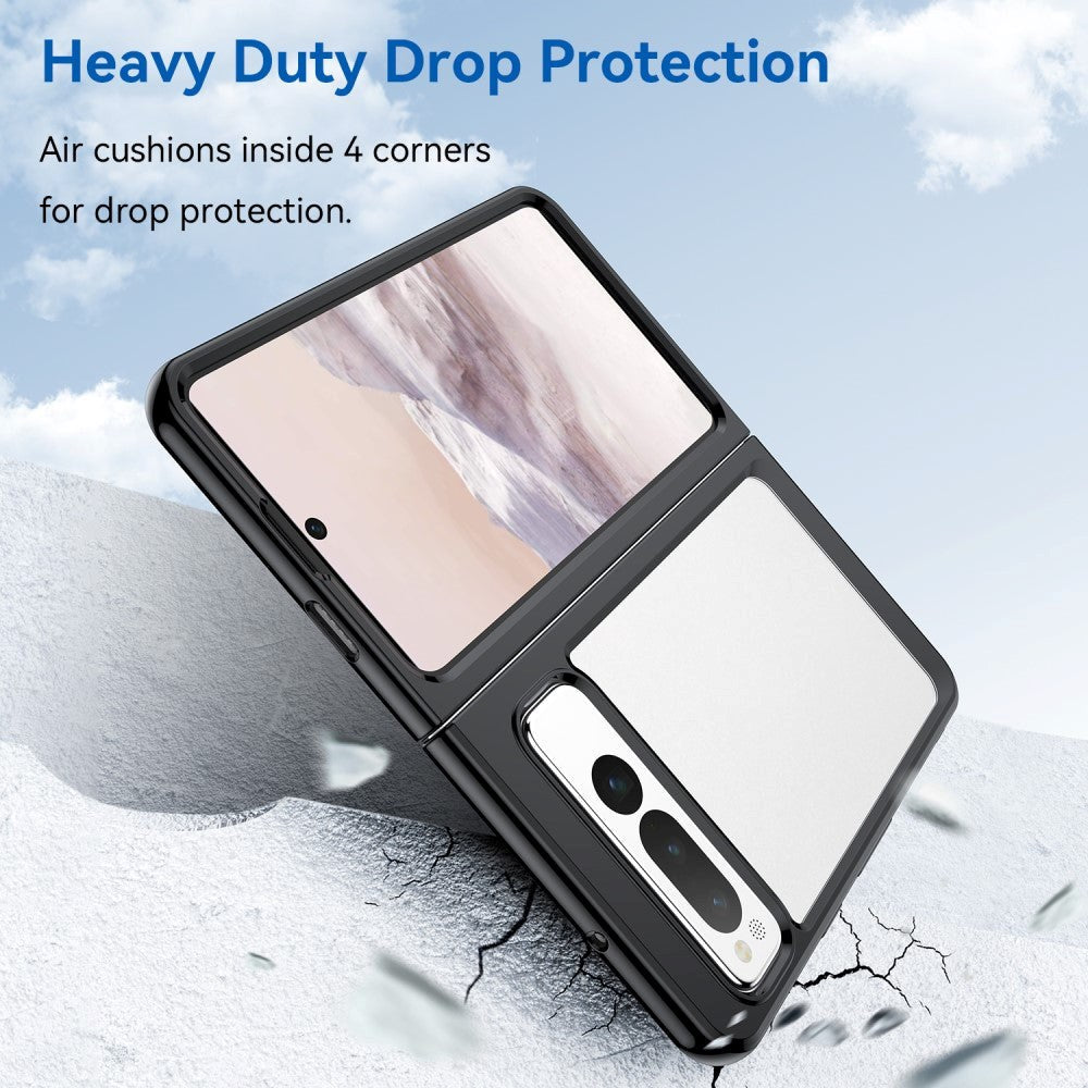 Google Pixel Fold Hybrid Plastik Mobil Cover - Gennemsigtig / Sort