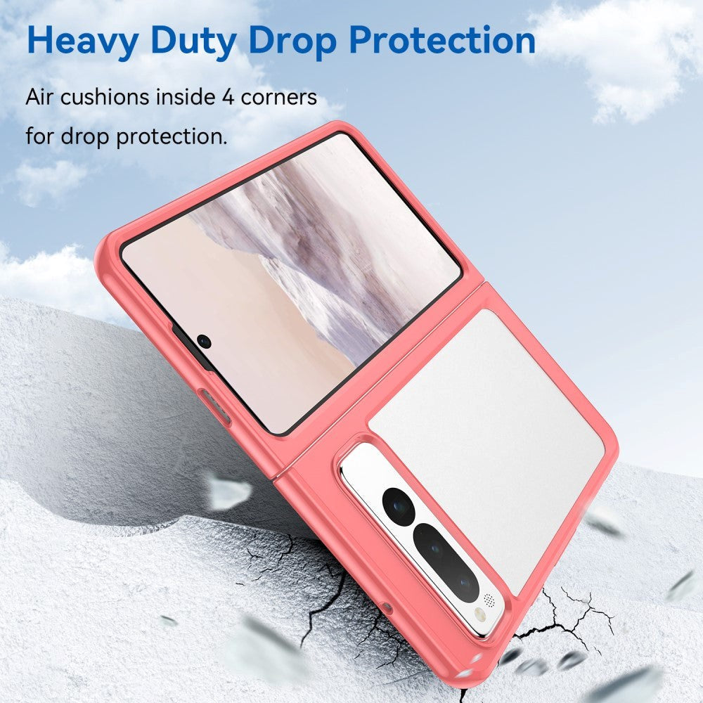 Google Pixel Fold Hybrid Plastik Mobil Cover - Gennemsigtig / Rød