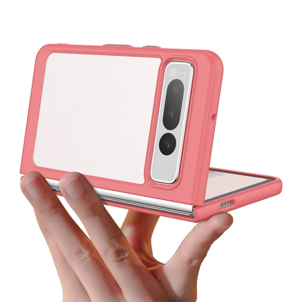 Google Pixel Fold Hybrid Plastik Mobil Cover - Gennemsigtig / Rød