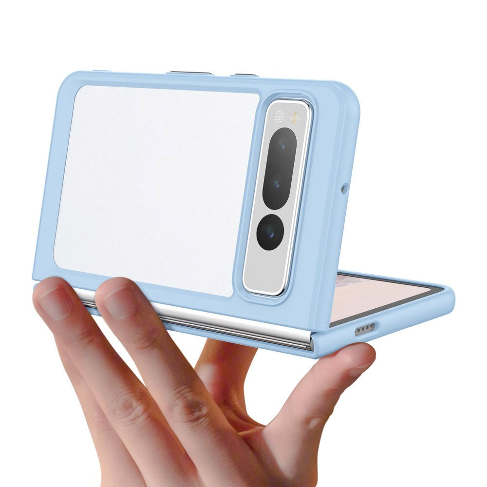 Google Pixel Fold Hybrid Plastik Mobil Cover - Gennemsigtig / Blå