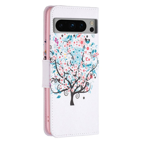 Google Pixel 8 Pro Læder Mobil Cover m. Pung - Blomster Træ