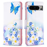 Google Pixel 8 Pro Læder Mobil Cover m. Pung - Sommerfugle & Blomster