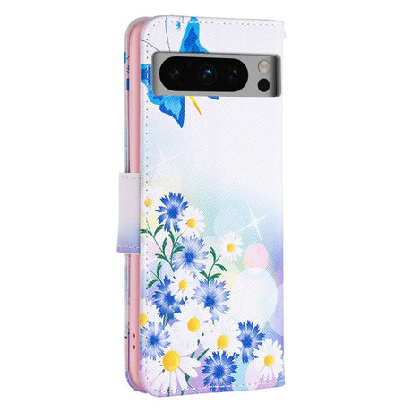 Google Pixel 8 Pro Læder Mobil Cover m. Pung - Sommerfugle & Blomster