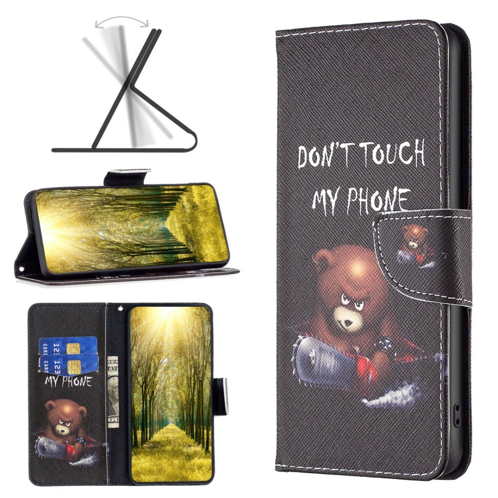 Google Pixel 8 Læder Mobil Cover m. Pung - "Don't Touch My Phone Bjørn"