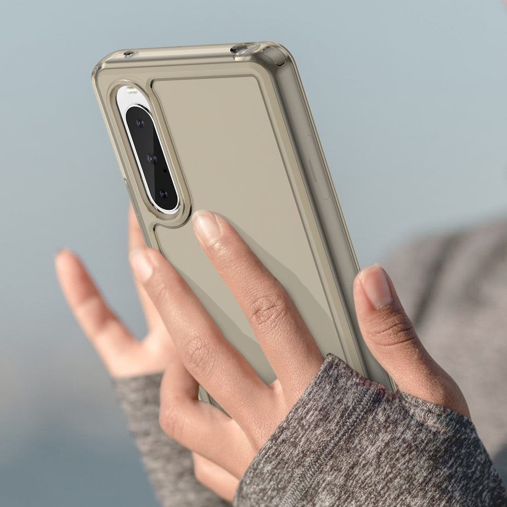 Sony Xperia 10 V Transparent Fleksibelt Plastik Mobil Cover - Grå