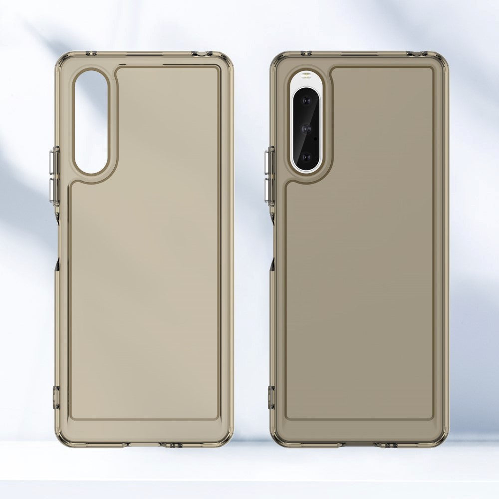 Sony Xperia 10 V Transparent Fleksibelt Plastik Mobil Cover - Grå