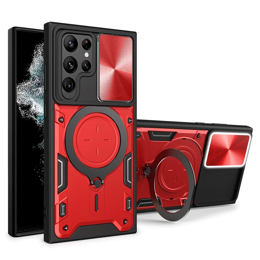 Samsung Galaxy S22 Ultra - EIDERWOOD Håndværker Cover m. Kickstand & Cam Slider - Rød