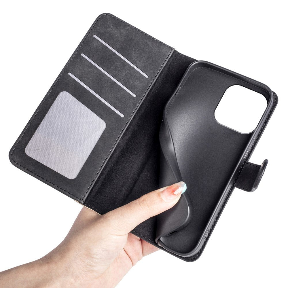 iPhone 15 Pro Max Multifarvet Mobil Læder Cover m. Pung - Sort / Brun