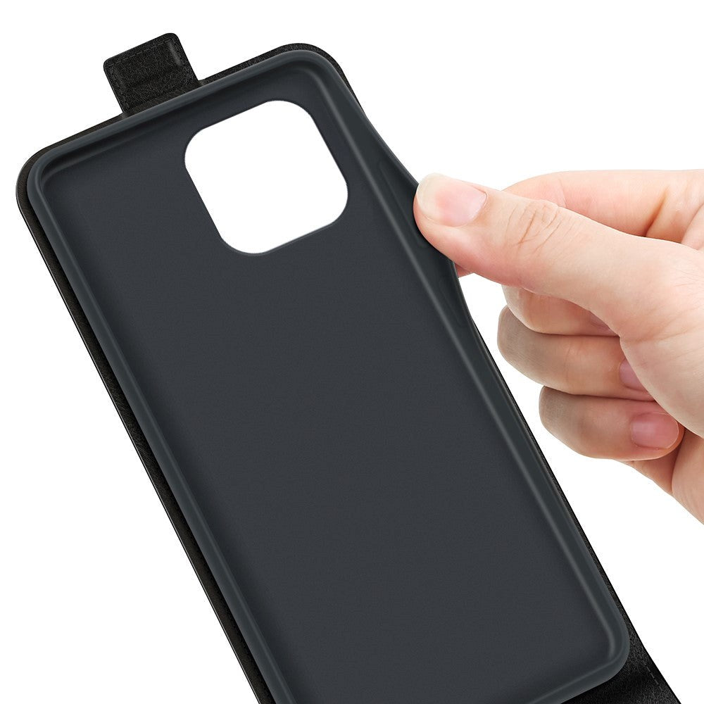 iPhone 15 Plus Vertikalt Læder Mobil Cover m. Kortholder - Sort