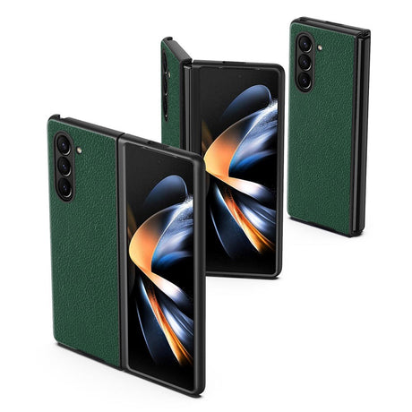 Samsung Galaxy Z Fold5 5G Læderbetrukket Litchi Mobil Cover - Grøn